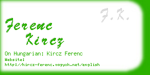 ferenc kircz business card